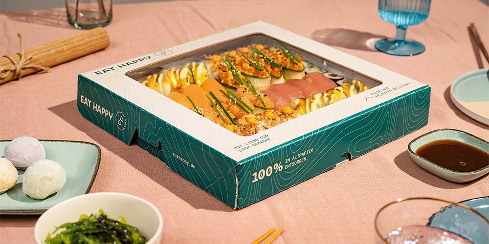 Eat Happy Sushi-Platter Magic Sushi Love in the new fibre-based packaging © EAT HAPPY GROUP