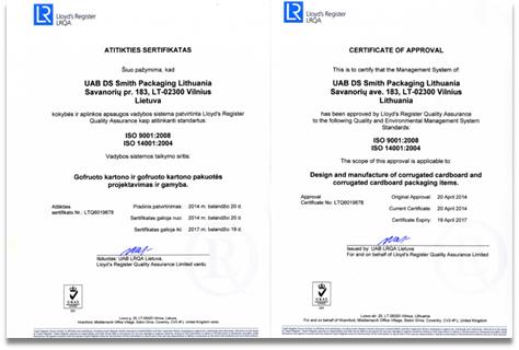 ISO 9001:2008 and ISO 14001:2004
