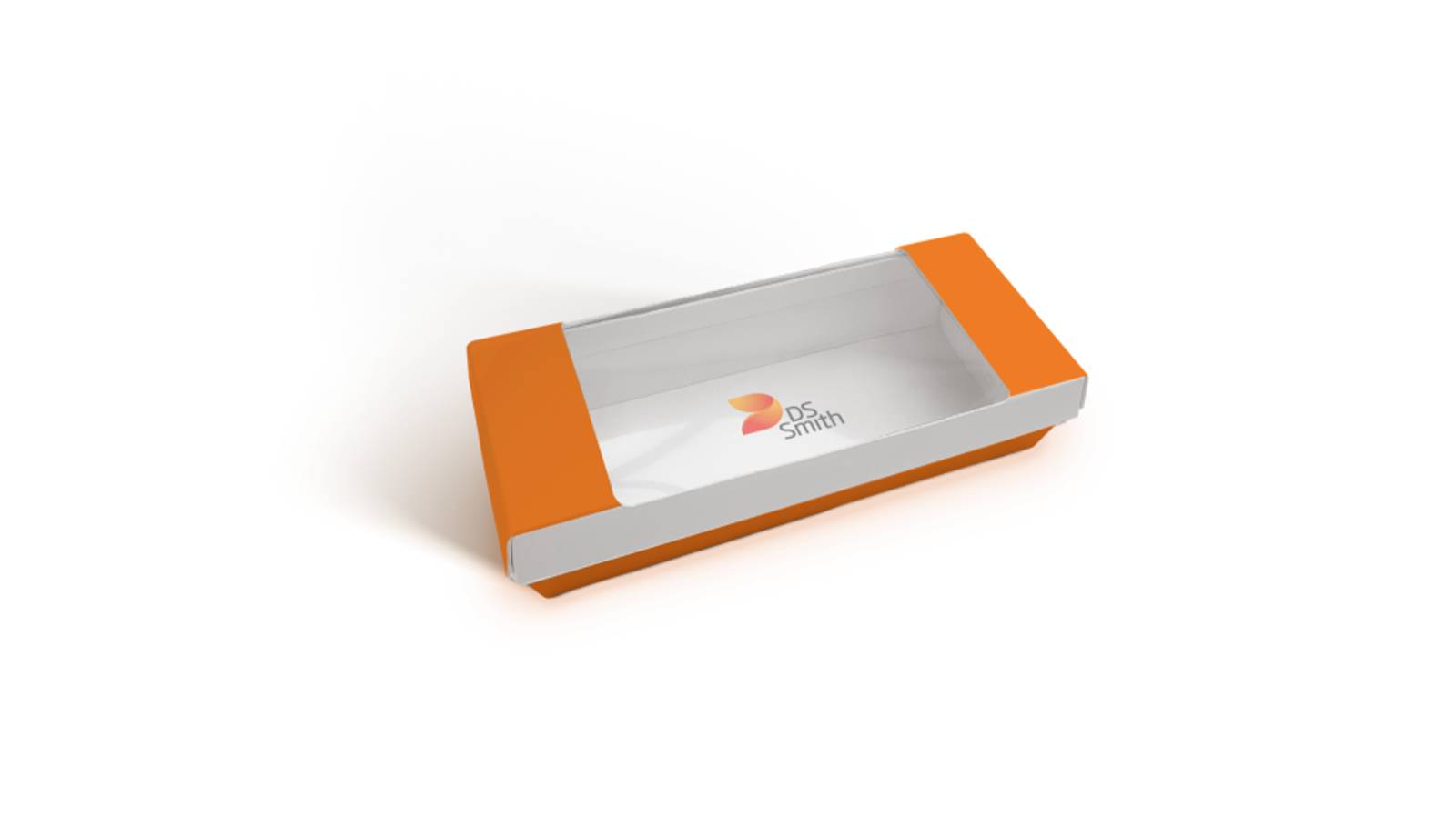 Faserbasierte Lebensmittelverpackung mit Sichtfenster.