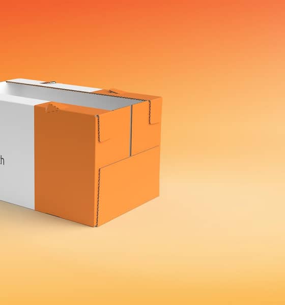 centraliser emballage på orange baggrund