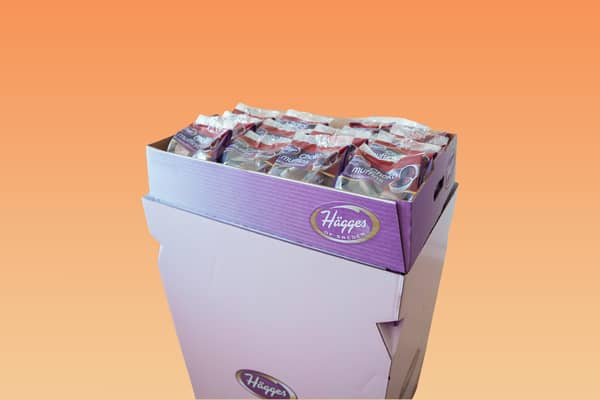 DS Smith shelf-ready packaging solution for Hägges snack products.
