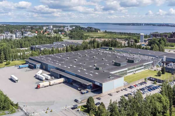 Tampereen aaltopahvitehdas ilmakuvassa