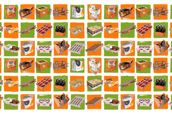 Unterschiedliche Produktbeispiele von DS Smith in einer Collage zusammengestellt