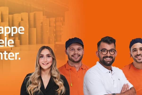 Mitarbeitende von DS Smith. "Wellpappe hat viele Gesichter. Zeig uns Deins."