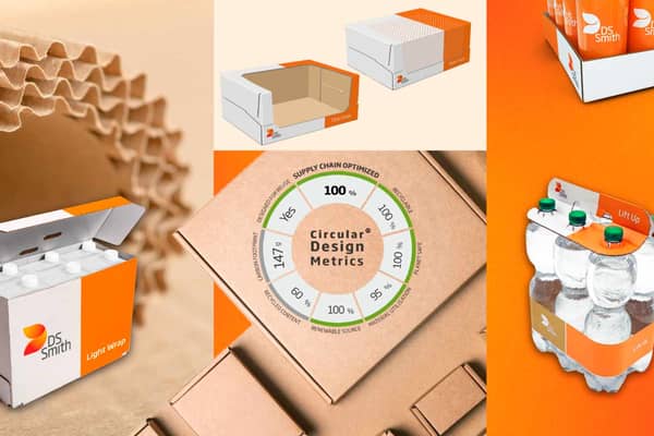 Forskellige innovative drikkevareemballager på orange baggrund