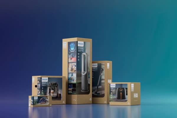 golfkartonnen verpakkingen voor Philips Versuni huishuidelijke apparaten