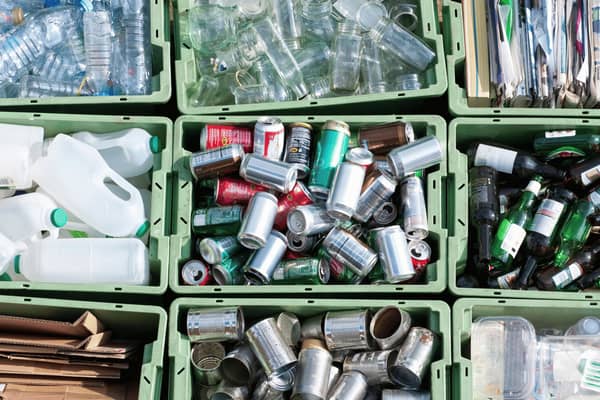 Recyclable material in relevant recycling bins