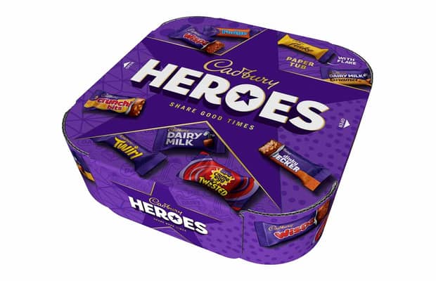lilla æske med runde hjørner med print med chokolade