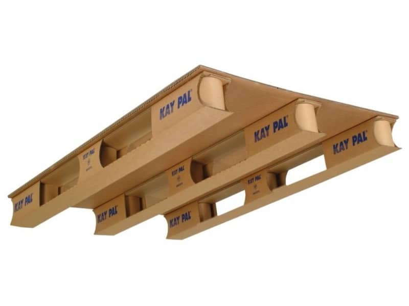 Palette aus Wellpappe wird von unten gezeigt.