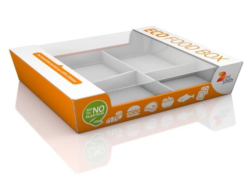 Verpackung für frisch zubereitete Lebensmittel aus Wellpappe.