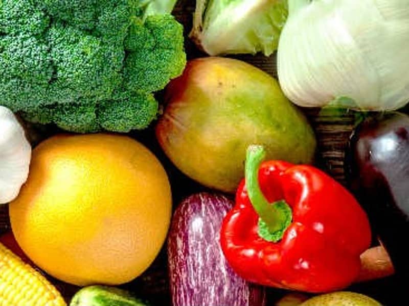 Verschiedene Obst- und Gemüsesorten.