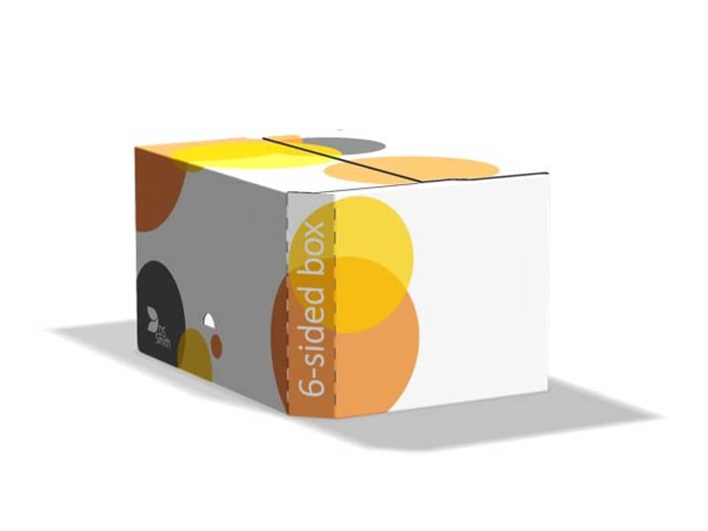 Sechseitige Verpackung aus Wellpappe im DS Smith Design.