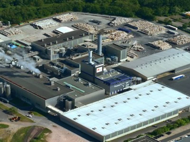 Vogelperspektive auf das Papier Werk in Aschaffenburg.