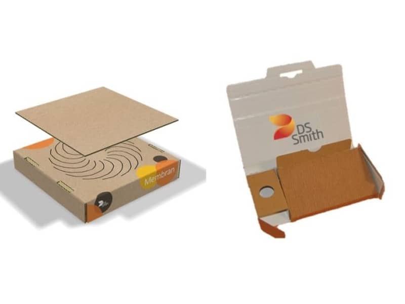 Zwei braune Fixierverpackungen von DS Smith nebeneinander.