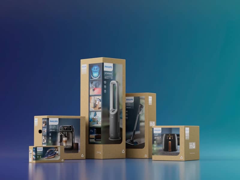 golfkartonnen verpakkingen voor Philips Versuni huishuidelijke apparaten
