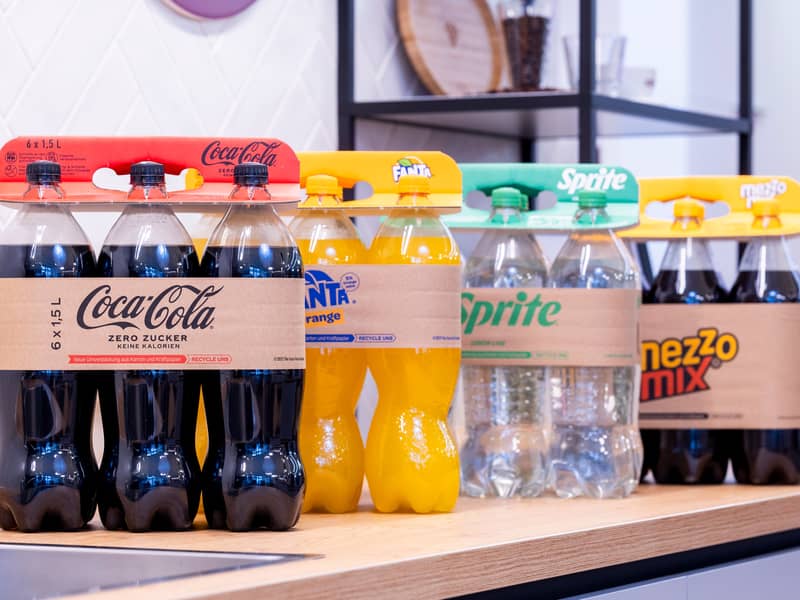 Coca cola a fully recyclable, fibre-based alternative to plastic shrink-wrap for rigid bottle multi-packs