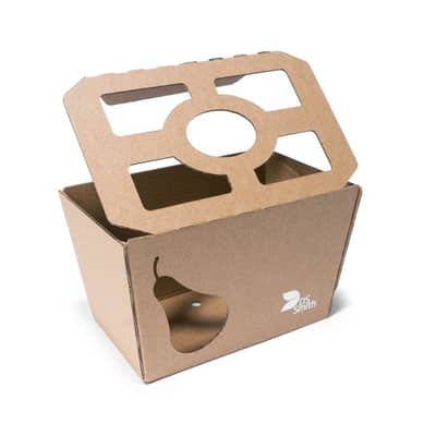 Verpackung aus Wellpappe für Birnen.