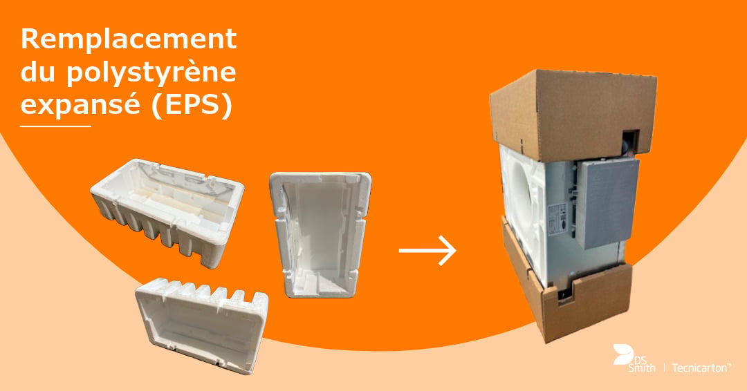 Remplacement du polystyrène expansé (EPS).  Emballage à usage unique en carton ondulé.