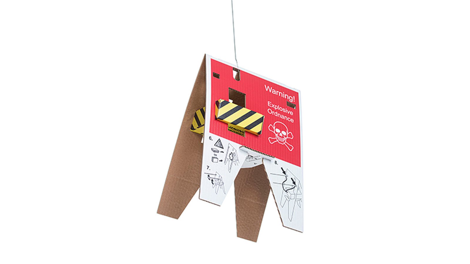 Emballage fremstillet af bølgepap og bølgepapsfod til finske Instas patenterede Insta Safe EODTM-dronesystem.