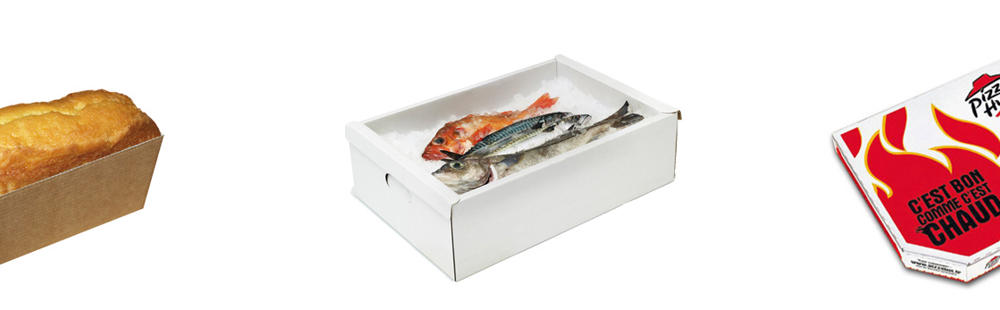 Food contact packaging Food contact packaging for cake, pizzas and fish