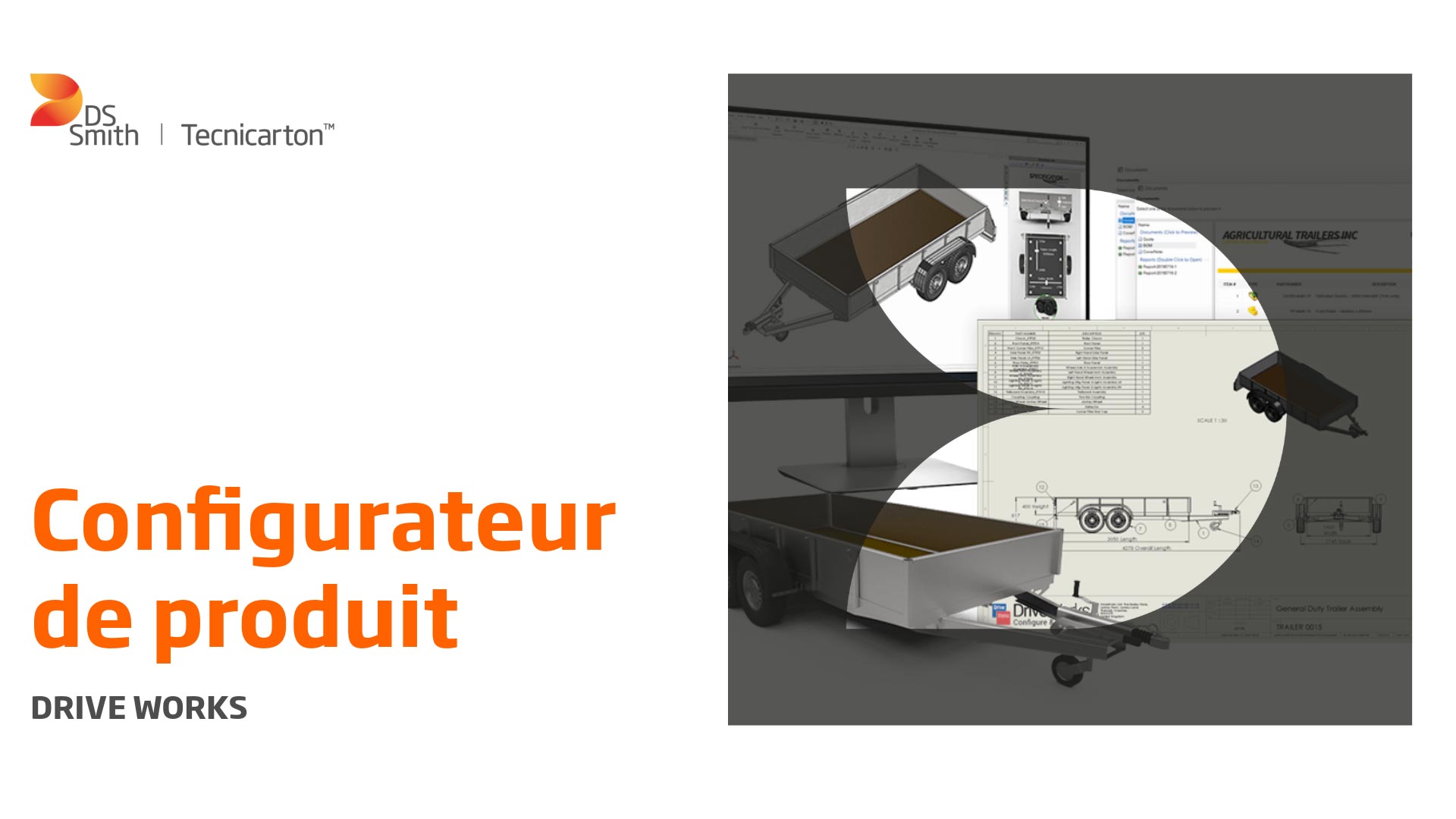 Capture d'écran du configurateur de produit à côté du logo de DS Smith Tecnicarton