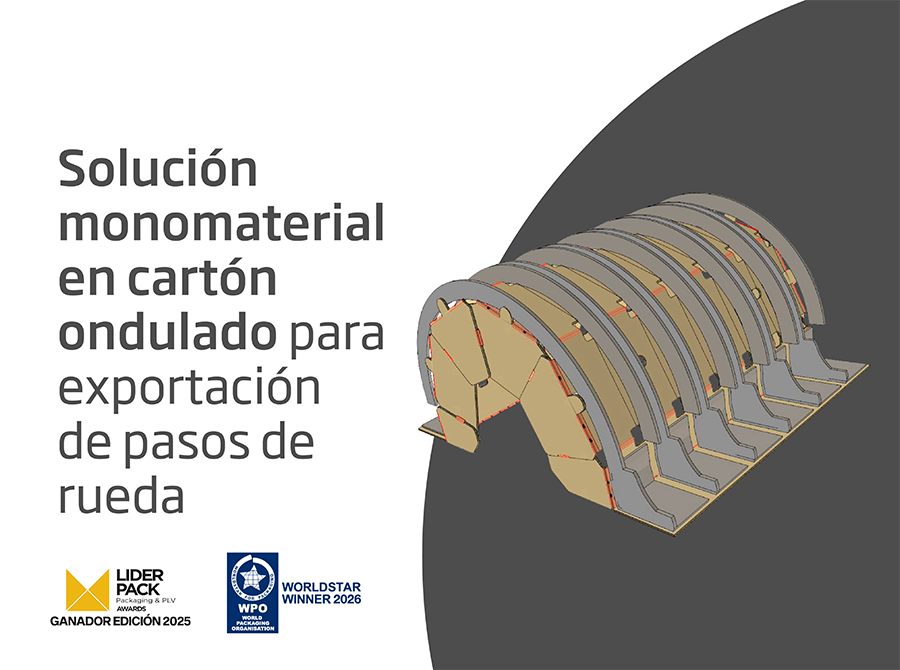 Soluci&oacute;n monomaterial en cart&oacute;n ondulado para la exportaci&oacute;n de piezas curvas de autom&oacute;vil 