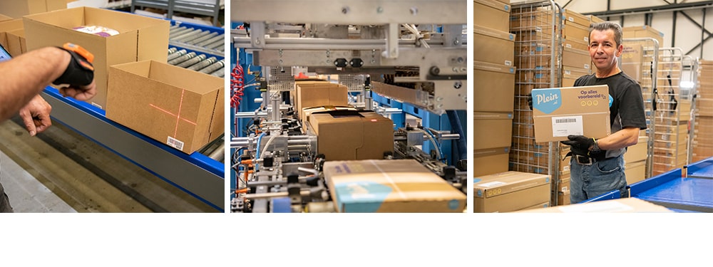 Tijdens het verpakkingsproject hebben Plein.nl en DS Smith de verpakkingen optimaal afgestemd op de machine en op verschillende wijzen verbeteringen doorgevoerd met het oog op duurzaamheid. 