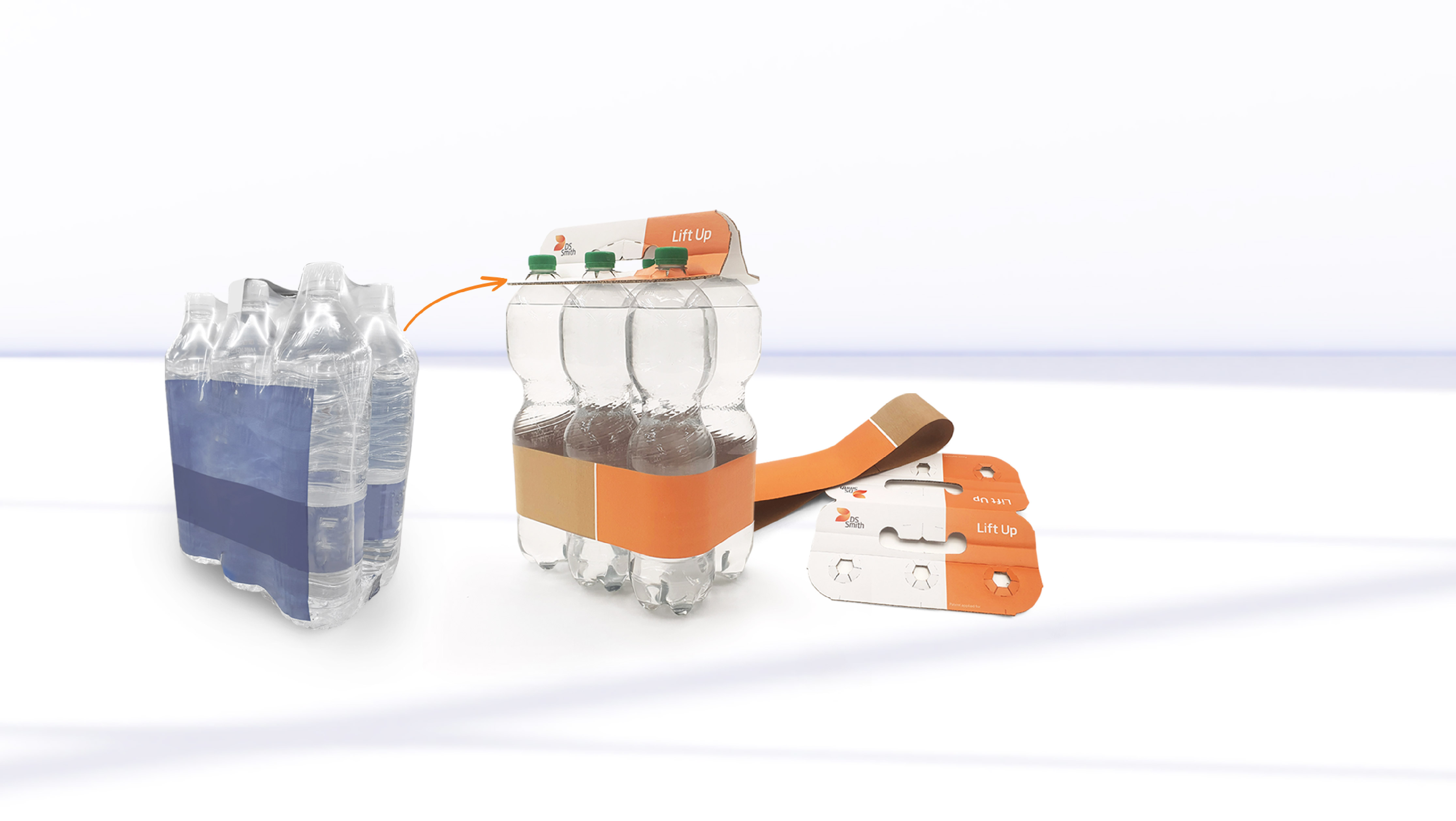 a fully recyclable, fibre-based alternative to plastic shrink-wrap for rigid bottle multi-packs