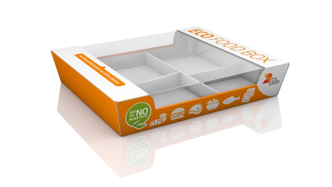 Verpackung für frisch zubereitete Lebensmittel aus Wellpappe.