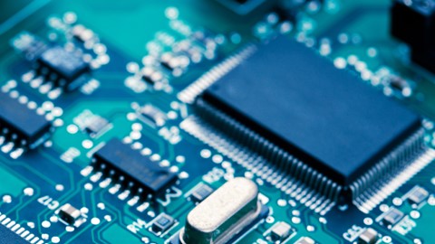 Blaue Elektronikplatte