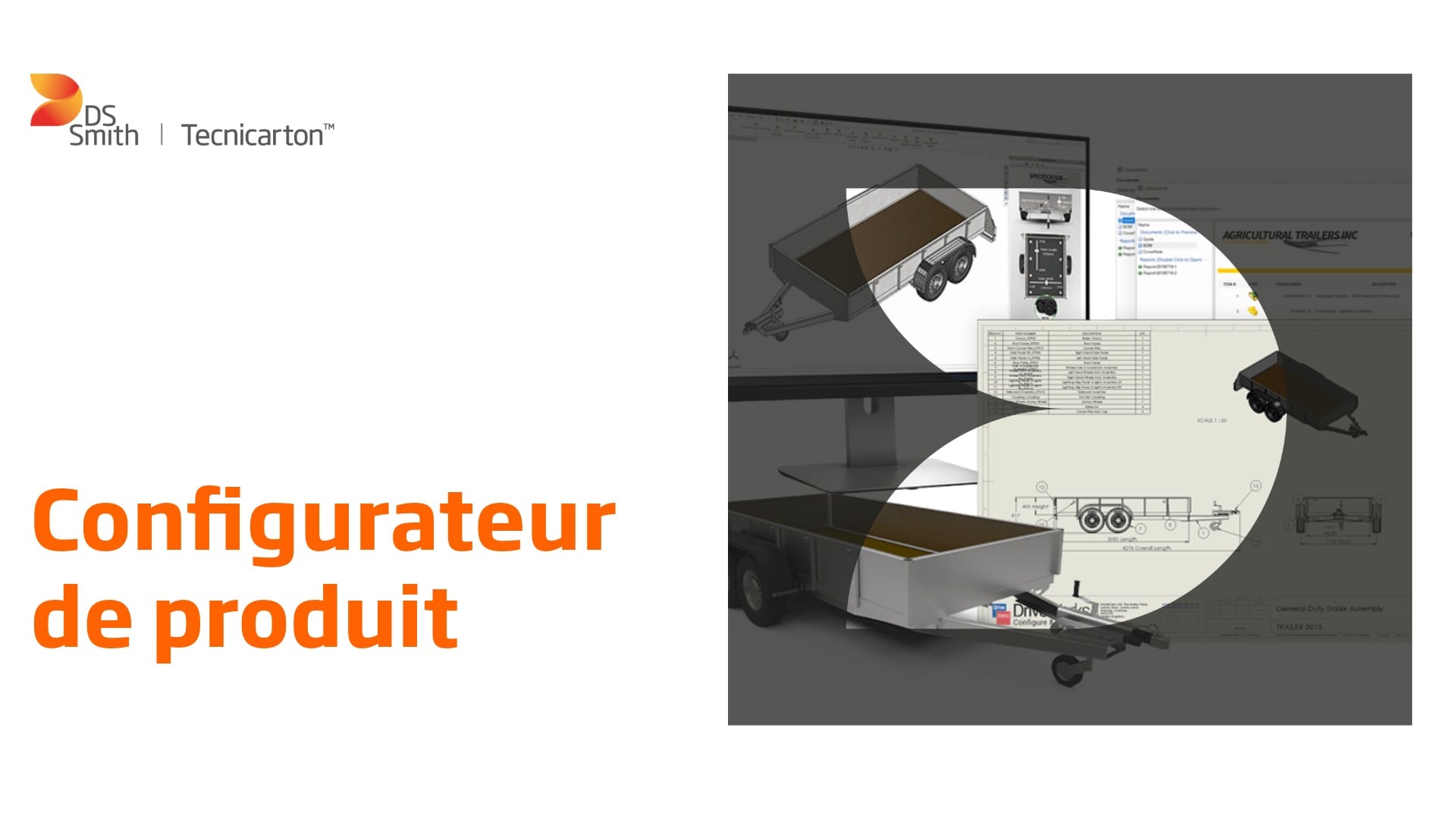 Capture d'écran du configurateur de produit à côté du logo de DS Smith Tecnicarton