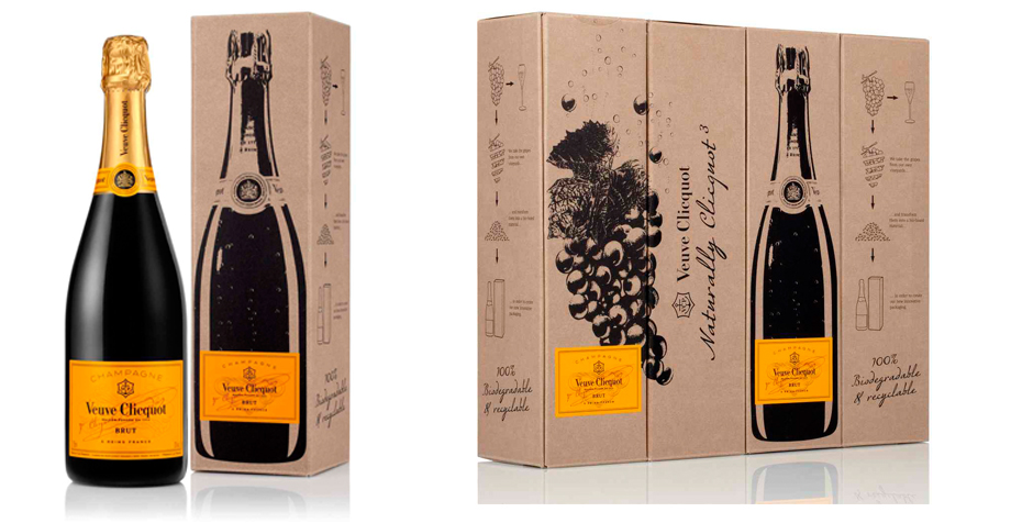 Naturally Clicquot: Een wijnverpakking die elegant is én gemaakt van papier met afval van druiven en natuurlijke vezels. 