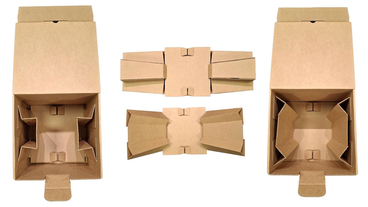Aaltopahvinen DS Smith One-Fold Insert -pakkausratkaisu.