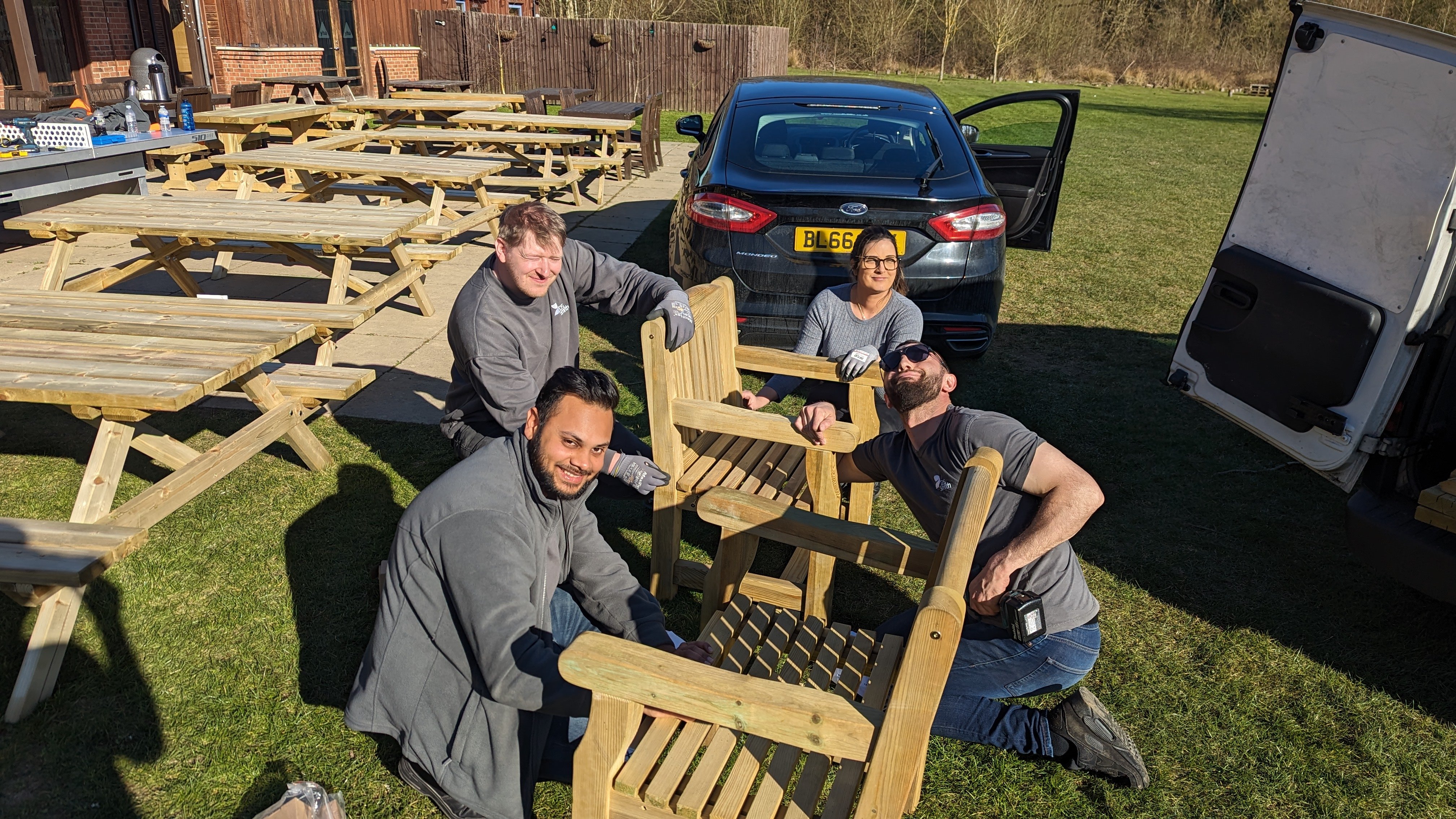 DS Smith staff building furniture at YHA National Forest
