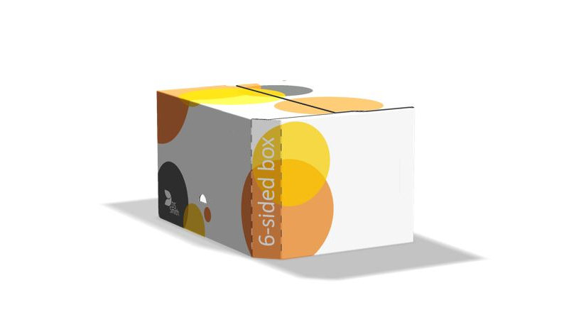 Sechseitige Verpackung aus Wellpappe im DS Smith Design.