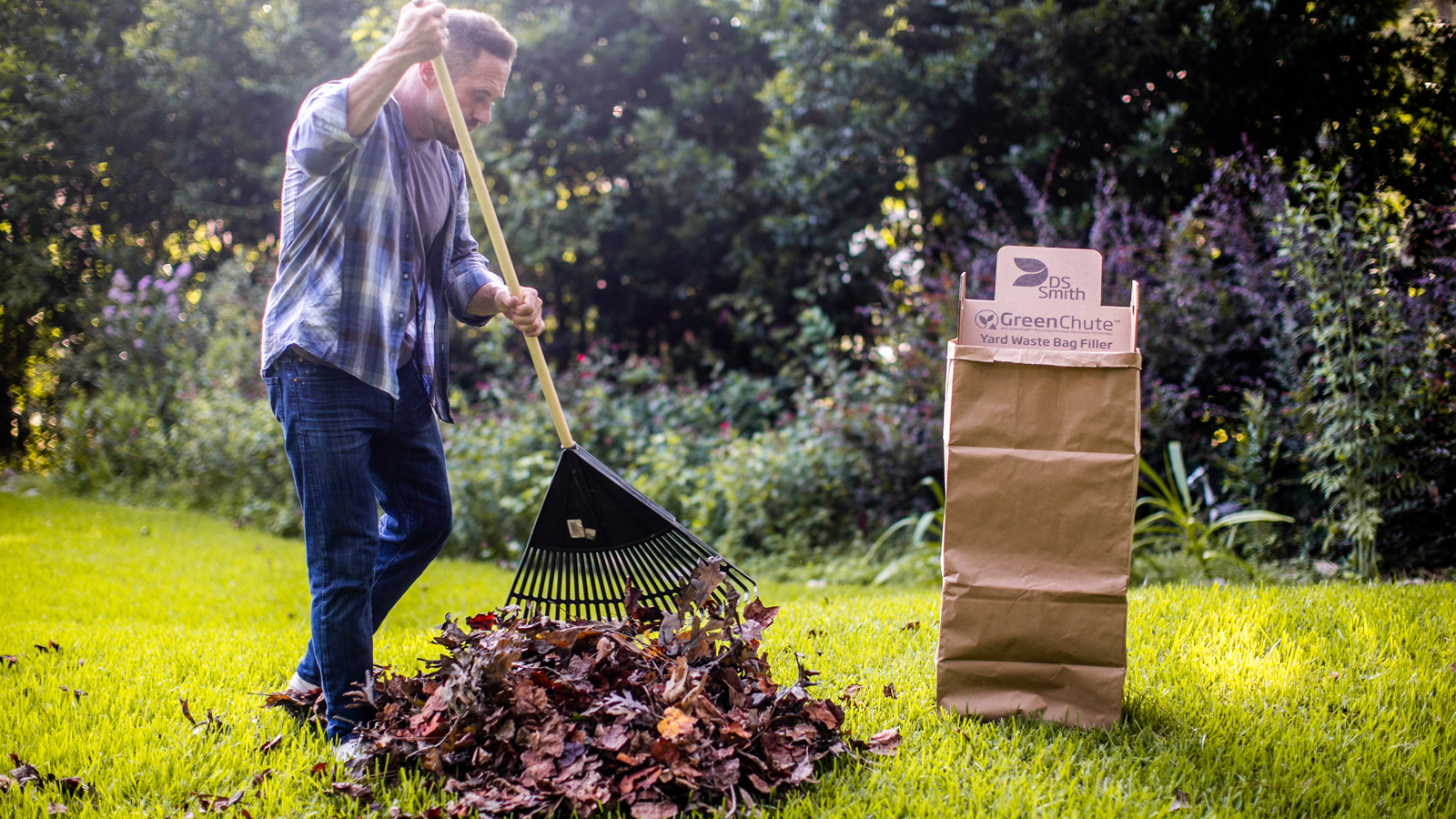 GreenChute™ - the new, 100% recyclable yard waste bag filler.