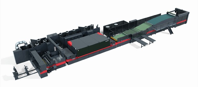 This is a photograph of the Nozomi C18000 Plus printer provided by Electronics For Imaging. DS Smith has invested in this printer to improve its 3D corrugated display capabilities. With its ability to print directly onto the board at high speeds, the printer delivers exceptional quality and productivity. It also provides customers with the most environmentally friendly option, resulting in less waste and increased speed to market, as well as flexibility.