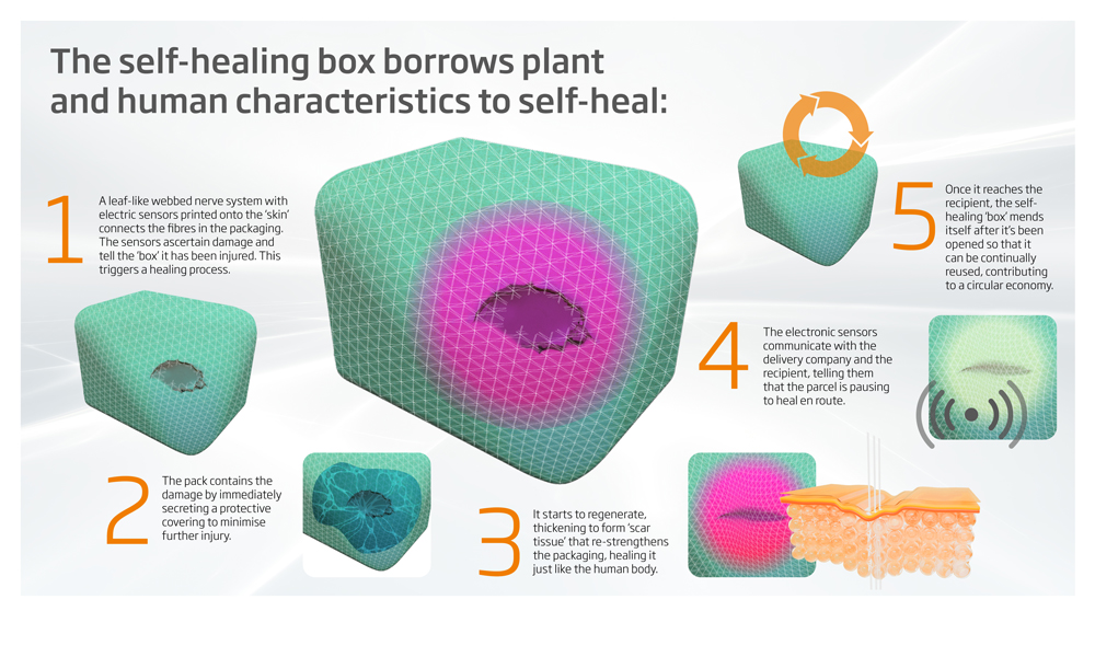Futuristic, self-healing box