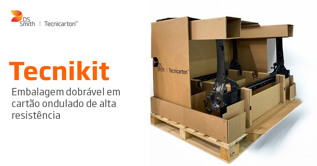 Tecnikit - Embalagem dobrável em cartão ondulado de alta resistência com peça automóvel (chassis) - Embalagem industrial para o setor da defesa