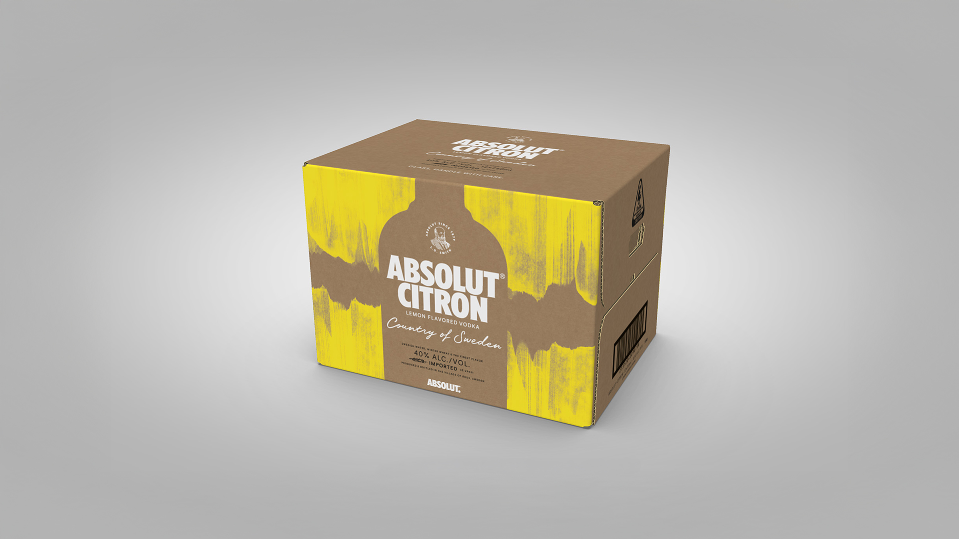 Kuvassa Absolut Vodkan kuljetuspakkaus.