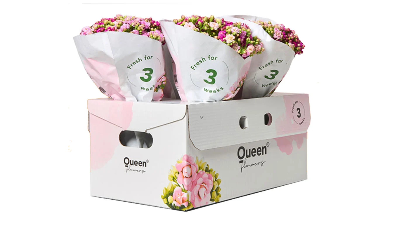 Wellpappförpackningar för blommor från Queen Flower Company