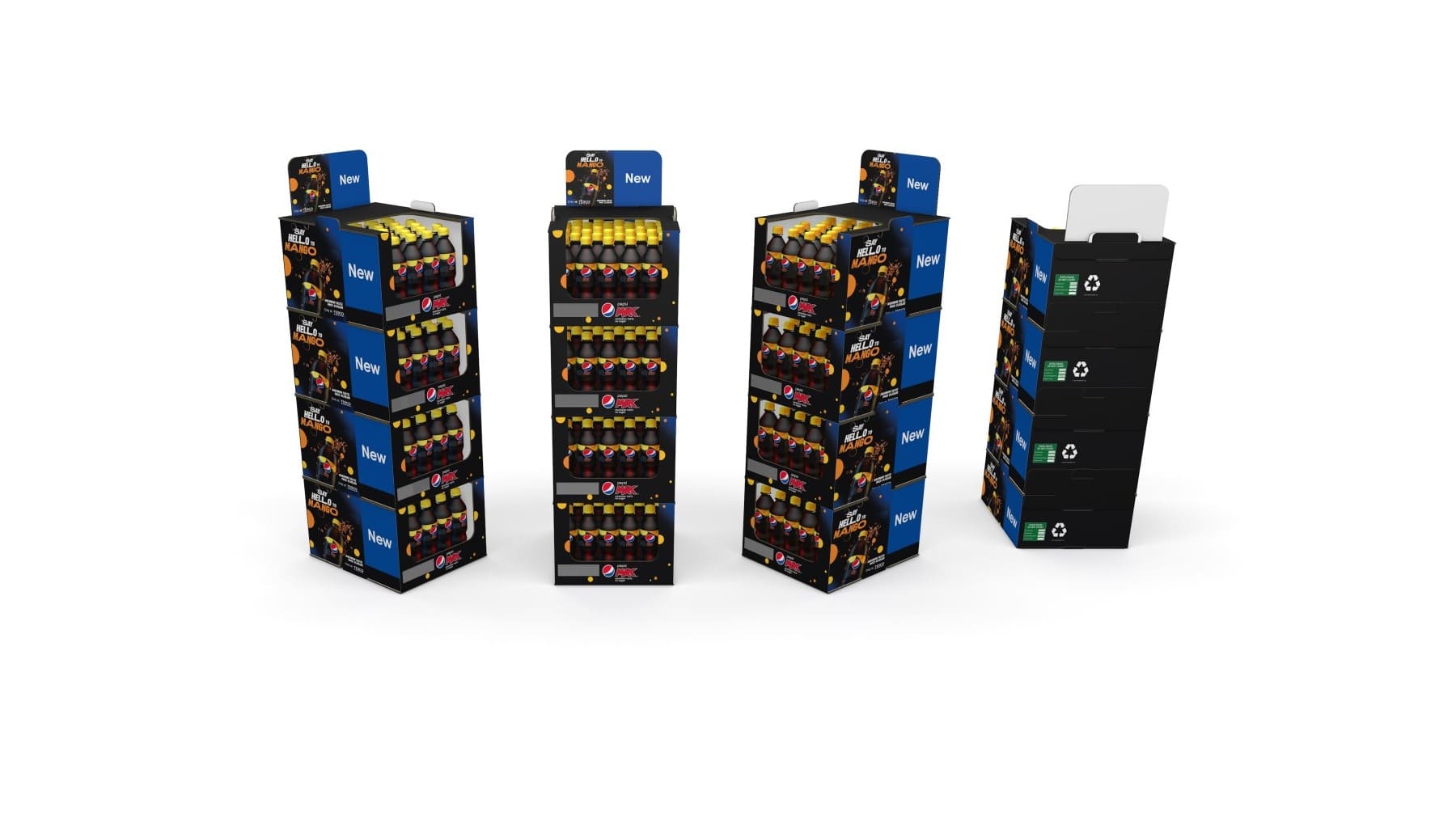 Vier stapelbare displays voor Pepsi MAX