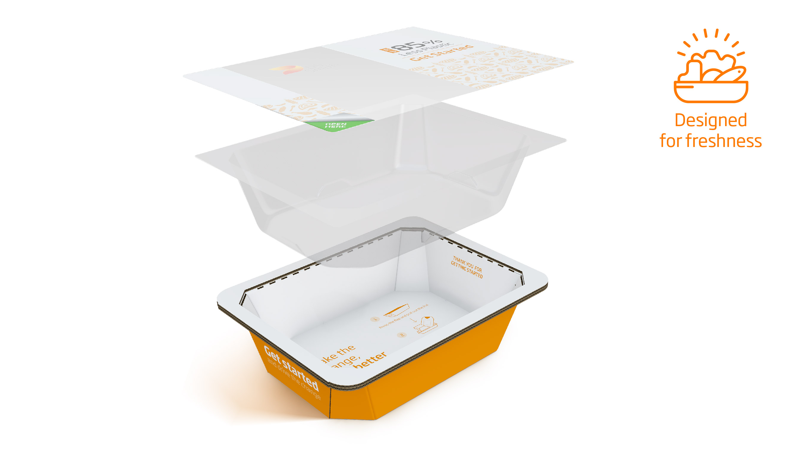 DS Smith Easy Bowl® is an alternative to plastic trays - made easy with up to 85% less plastic