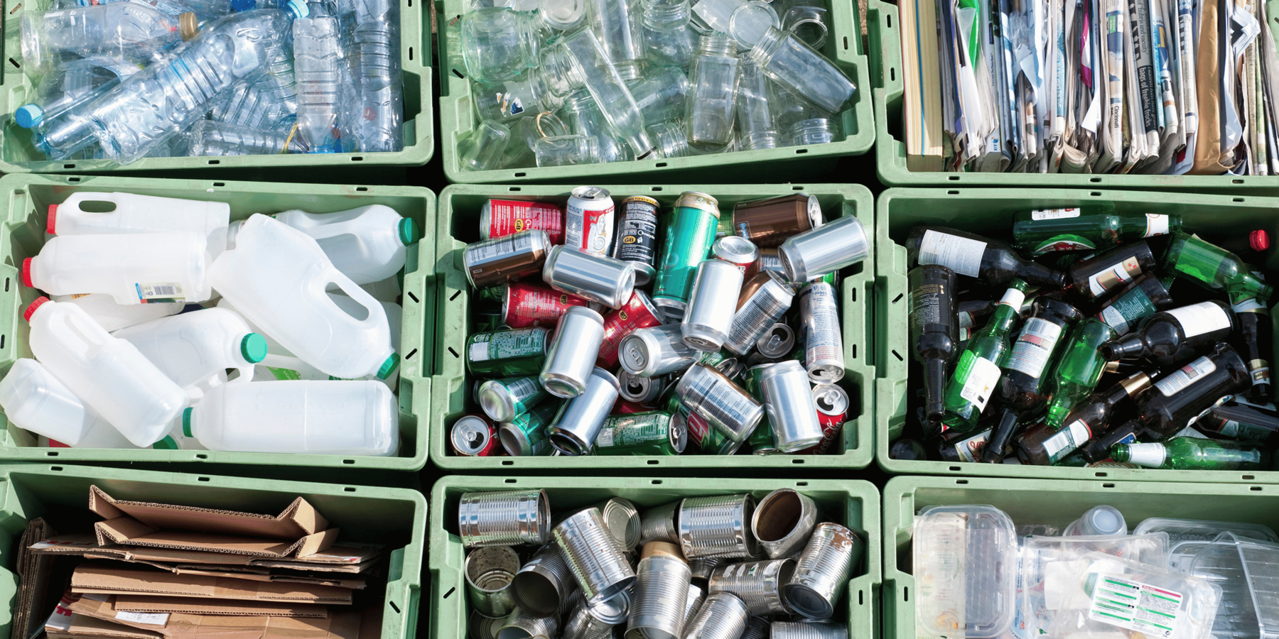 Recyclable material in relevant recycling bins